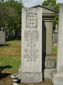 JJR Macleod's gravestone in Allenvale cemetery